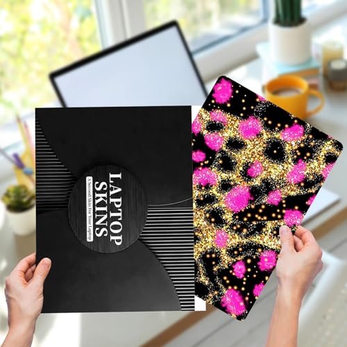 12.1”-15.6” Laptop Skin Sticker (Fits 13”, 13.3”, 14”, 15”, 15.4”) | Reusable Universal Protective Vinyl Art Decal Cover | Waterproof & Scratch-Resistant |Gold Pink Leopard Print - color: Gold Pink Leopard Print