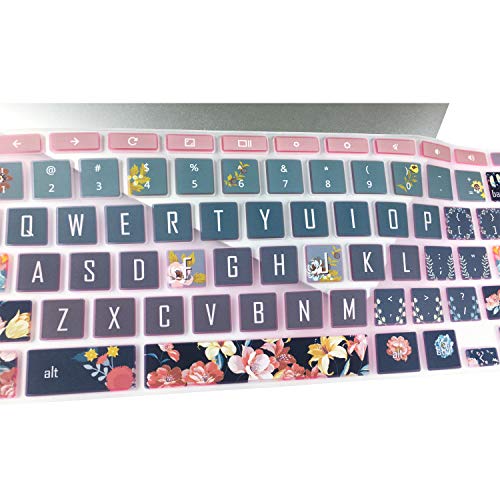 Silicon Keyboard Cover Skin for HP Chromebook 11 x360, 14-ca, 14-ak - Red Flower - color: Red Flower