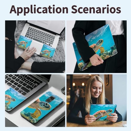 3Pcs Laptop Skin Sticker Decal Ocean PVC Laptop Sticker Fits for 12-16 Inch Notebook Waterproof Scratch Proof Sea Turtle Universal Notebook PC Personalized Protector Gift - style: sea turtle