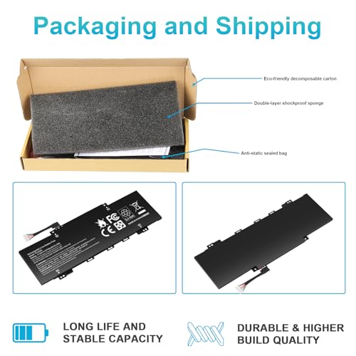 PC03XL Battery for HP Pavilion X360 14 15 14-DY 14-DH 14M-DY 14-BA 14-CD 14-EK 14-DW 15-ER Pavilion Aero 13-be Pavilion x360 Convertible 14-DY, HSTNN-OB1W M24421-271 M24421-AC1 PC03043XL M24648-005 - size: 9.5*3.2*0.2inch PC03XL