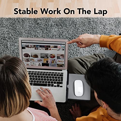 EHO Laptop Lap Pad - Laptop Stand Pad w Retractable Mouse Pad Tray, Anti-Slip Heat Shield Tablet Notebook Computer Stand Table w/Sturdy Stable Cooler Work Surface for Bed Sofa Couch or Travel