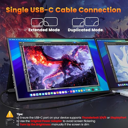 Upperizon Portable Monitor 16 inch 2K QHD 2560x1600 106% sRGB, 144Hz USB-C, 120Hz HDMI, HDR Travel Monitor for Laptop Mac PC Surface PS5 Xbox, External Display with Cover & Speakers, VESA Compatible - size: 16 in