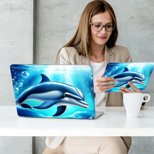 Laptop Skin Sticker Decal Cover,Cute Dolphin | DIGTIALL Universal Laptop Skin Sticker, Waterproof Removable Notebook Decal Protector Cover for 12 13 14 15 Inch Laptops - color: Cute Dolphin