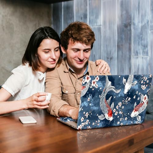 Universal Laptop Skin Sticker Decal, Compatible with MacBook HP Dell Lenovo 12"-15.6", Reusable Vinyl Notebook Cover 3PCS Set, High-Recognition Film-Koi in the Blue Water - color: Koi in the Blue water