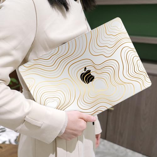 MEEgoodo for M2 MacBook Pro 13 inch Case 2022 2021 2020,Crystal Cover Fit Model A2338 M2/M1 A2251 A2289,Clear Case for 13.3-inch Laptop,Hard Shell for MacBook Pro M2, Abstract Linear Waves - color: Abstract Linear Waves