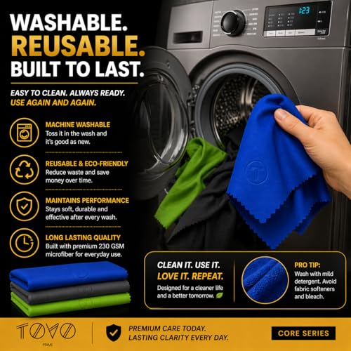 Microfiber Cleaning Cloth, 2 Pack + Velvet Pouch, 6"x7",230 GSM Thick Lens Cleaner for Glasses, Camera & Screens, Ultra Soft, Streak-Free, Lint-Free, Scratch-Safe- Ocean Series - color: Green & Blue, size: 15x18 cm (6x7 Inch)