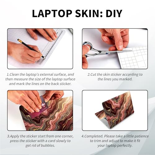 Universal Laptop Skin, DIY Cut-to-Fit Vinyl Cover Compatible with HP, Dell, Lenovo, Mac (13.3" to 15.6"), Anti-Scratch, No Residue & Bubble-Free Protective Decal Sticker, Burgundy Gold Marble - color: Burgundy Gold Marble