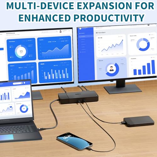 Dell WD19TBS Thunderbolt Dock, 180W Dell Docking Station with HDMI/Dual DisplayPort, Dual Monitor Support, Bundle with HDMI/DP Cables (Renewed) - style: WD19TBS-180W