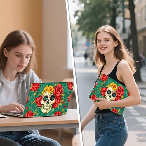 Universal Laptop Skin Sticker Decal, 12"-15.6" Aesthetic Vinyl Wrap, Skull Red Roses Waterproof Notebook Cover Art Protector for MacBook HP Dell Lenovo, Fits 13" 14" 15" 15.6" - color: Skull Red Roses