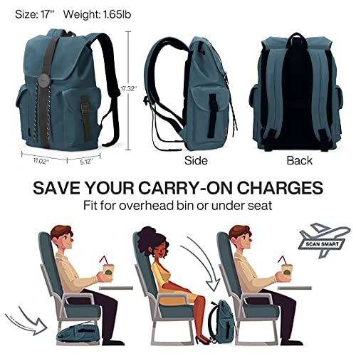 mixi Travel Laptop Backpack for Women & Men Carry On Backpack fits 16'' Laptop, Waterproof Lightweight Casual Weekender Bags Rucksack,17 Inch, Abyssal Green - color: Abyssal Green
