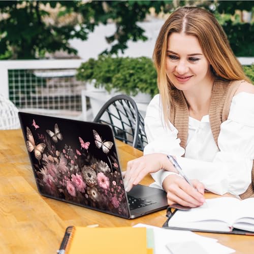 Laptop Skin Sticker Decal, Universal Reusable Vinyl Laptop Cover for 12" 13" 13.3" 14" 15" 15.4" 15.6" Notebook PC, Reusable Waterproof Scratch-Resistant with 2 Wrist Pads,Art Butterfly Flower - color: Art Butterfly Flower