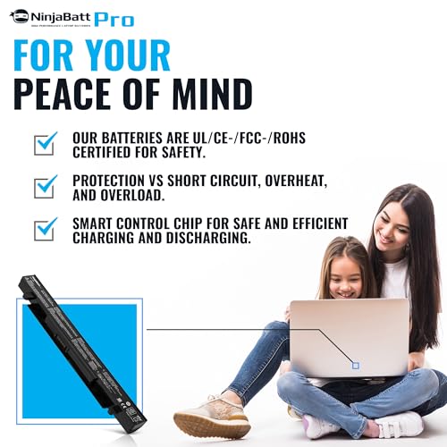 NinjaBatt A41-X550A Battery for Asus X550C X550L X550J X550CA X552E | Fits A41-X550 R510C R510L R510 X550V X550A X550D X550EA X550VX K550L F550V F550C P550C – 4 cells 2600mAh 44Wh - size: ASUS A41-X550A