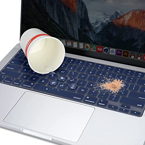 MOSISO Keyboard Cover Skin Compatible with MacBook Air 15 inch M3 M2 | A3114 A2941/Air 13.6 A3113 A2681/Pro 14/16 M4 M3 M2 M1, Navy Blue - color: Navy Blue