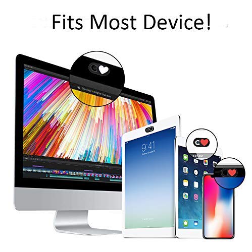 Webcam Cover Slide Ultra Thin Laptop Camera Privacy Protect Heart | 3 Pcs Cute love, Ultra thin camera cover fit for Cell phone desktop tablet PC, front camera blocks webcam to protect privacy - color: Heart Black