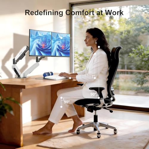MT-VIKI Dual Monitor Stand - Gas Spring Double Monitor Arm with Quick Release VESA Plates for 2 Screens 17-32 Inch, Full Motion Articulating Desk Mount, Holds 4.4-19.8lbs - size: Dual Arm