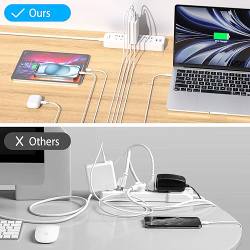 100W USB C Charger Block 4 Port Type C Charging GaN USB C Charger Compatible with MacBook Pro/Air iPad iPhone16/15/14/13 Pro Max Hp Dell Asus Acer Galaxy S24/S23 Fast Wall Power Adapter