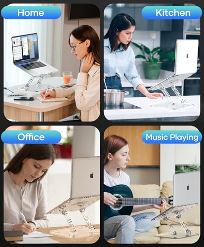 Lpoake 2 Pack Acrylic Laptop Stand for Desk, Adjustable Ergonomic Laptop Riser, Portable Foldable Computer Stand, Compatible with 10 to 15.6 Inches Notebook and MacBook, Clear - size: 2 Pack