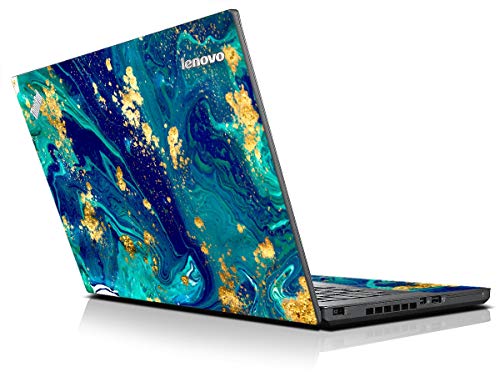 LidStyles Vinyl Protection Skin Kit Decal Sticker Compatible with Lenovo Thinkpad T440p (Blue and Gold Marble) - color: Blue And Gold Marble