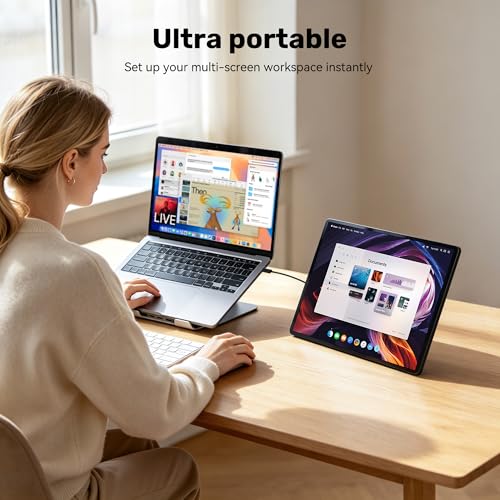 14" Portable Monitor Touchscreen, Anti-Scratch 1080P FHD Touch Screen with Built-in Kickstand & Stereo Speaker, 100% sRGB USB-C HDMI External Travel Monitor for Laptop Mac Phone PC