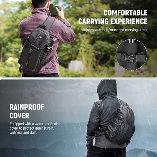 Neewer Professional Camera Case Sling Backpack for Nikon Canon Sony and Other DSLR Cameras and Lens,Tripod,Other Accessories,Durable Waterproof and Tear Proof Bag with Padded Dividers(Orange Interior) - style: Nw-xjb02s