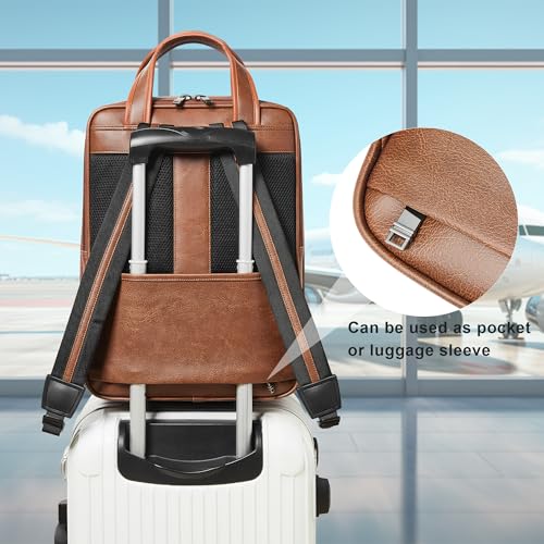 Shrrie 15.6" Laptop Backpack,Business Work Backpack Briefcase,Durable Computer Backpack for Office,Travel,College,Two-toned Brown - color: Two-toned Brown
