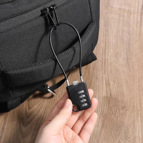 2 PCS Compact Design Resettable 4-Digit Combination Padlock with 7 Inches Long Cable, Durable Stainless Steel Cables Combo Lock, Small Cable Locks with Combination Multipurpose Lock for Suitcase, Gym