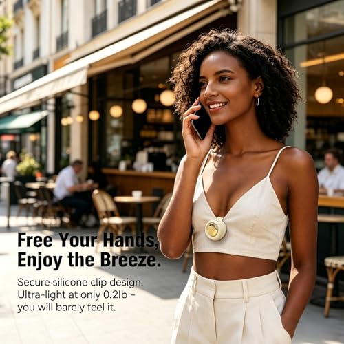 Clip On Fan, Portable Silent Mini Bladeless Personal Fan | 3-Speed 360° Rotatable Small Clip Fan for Shirt Waist, Hands-Free Wearable Fan for Outdoor Travel Office