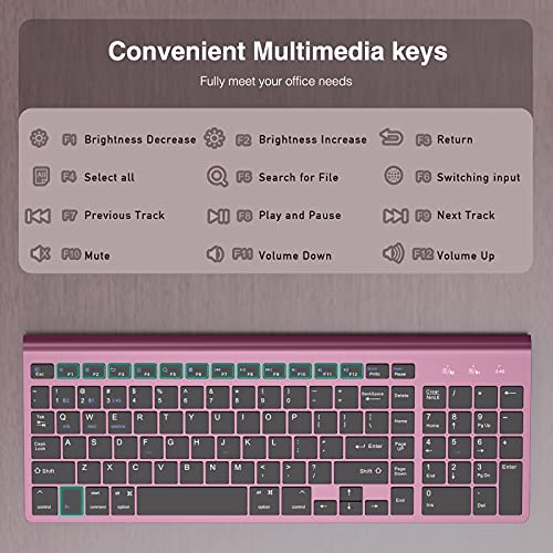 JOYACCESS Bluetooth Keyboard,Multi-Device (2.4G+BT3.0+BT5.0) Wireless Bluetooth Keyboard Compatible with iMac/Mac,MacBook,Laptop,Android,Windows-Wine Red - color: Wine Red