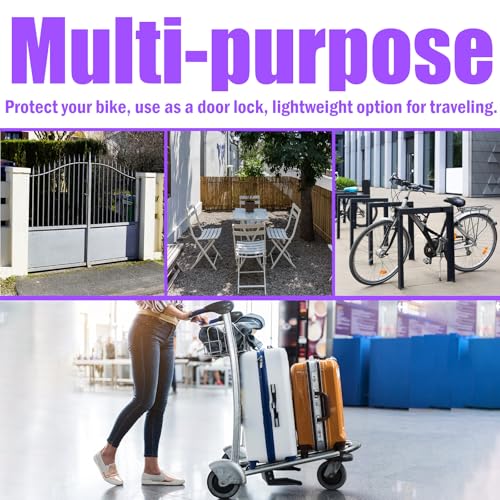 0.13IN Security Steel Cable 4/6/10/15FT Lengths Bike Lock Cable, Cable Rope, Stainless Steel Cable with Loops for Safety and Security - color: Purple, size: 6ft(2Pack)
