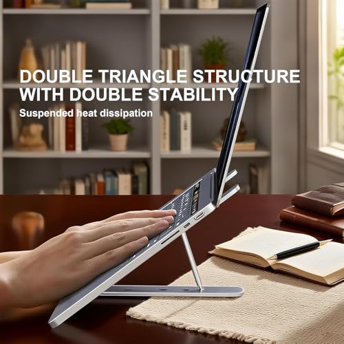 Foldable Laptop Stand, Laptop Stand for Desk, Computer Riser for Desk, Ventilated Foldable Lapdesk Notebook for 10-15.6 Inch Laptops, iPad - color: White
