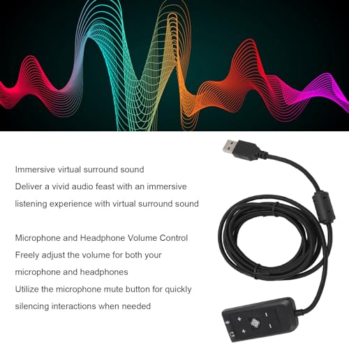 USB to 3.5mm Jack Audio Sound Card Adapter with Headphone and Microphone Jack for Cloud II PC,Laptop,Linux,Desktops, and More Device