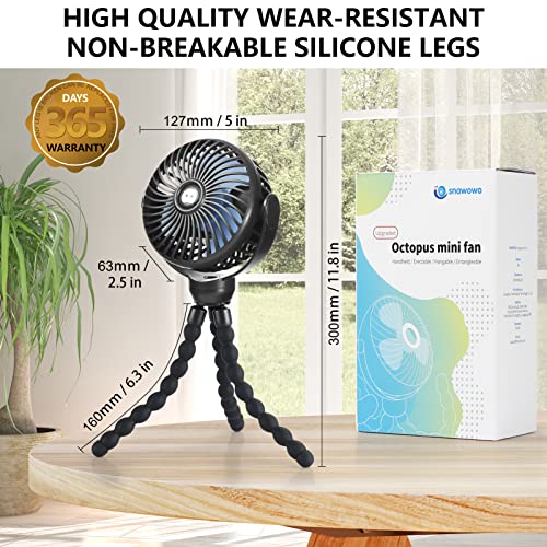 snawowo Mini Portable Baby stroller Fan, Battery Operated Personal Small Handheld Fan, 360° Rotate Flexible Tripod Rechargeable Clip On for Car Seat Crib Bike Treadmill Travel Camping Black - color: U-Black