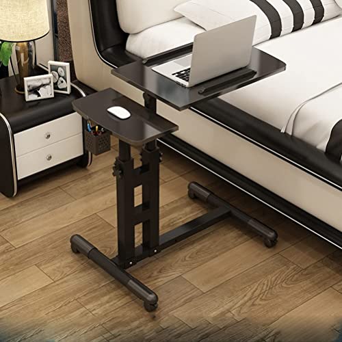 Overbed Table Overbed Table Portable Desk for Laptop with Wheels Adjustable Height Tilt Top and Mobile Rolling Stand Tilting Overbed Table Tray Bed Sofa Side - color: Black