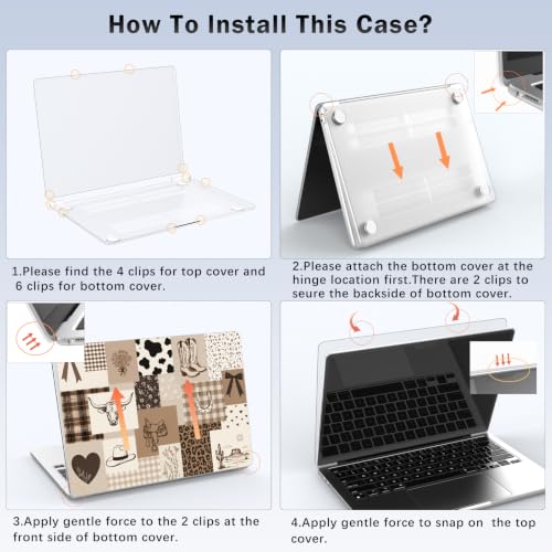 Compatible with MacBook Air 15 inch Case M5 M4 M3 M2 2026-2023 Release A3448 A3241 A3114 A2941, Cute Western Cowboy Collage Protective Hard Shell Matte Cover for Mac Air 15.3 inch - color: Cowboy E, size: MacBook Air 15 inch