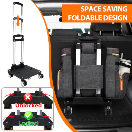 Rolling Teacher Tote Bag with Detachable Trolley, 5-Wheeled Teacher Bag with 15.6 inch Laptop Compartment& Accordion File Organizer, Multifunctional Rolling Briefcase for Teaching& Office