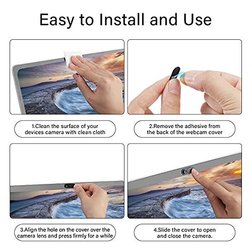 ZUCUCUC Webcam Cover Slide, 14 Pack Webcam Cover, Ultra-Thin Camera Cover for Laptop, Desktop, PC, MacBook, iPad, Tablet, iPhone, Cell Phone, Laptop Camera Cover Slide to Protect Your Privacy(Black) - color: Black (Small 8 Pcs+Large 6 Pcs)