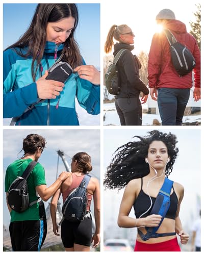 WATERFLY Crossbody Sling Bag Small Water Resistant Backpack Lightweight Shoulder Chest Daypack for Men Women Hiking Travel - color: Gray/W