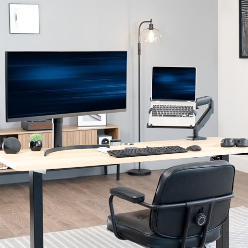 VIVO Universal Adjustable 10 to 15.6 inch Laptop Mount for Desk, Single Mechanical Arm VESA Notebook Stand with C-clamp and Grommet Options, Black, STAND-V001O-L