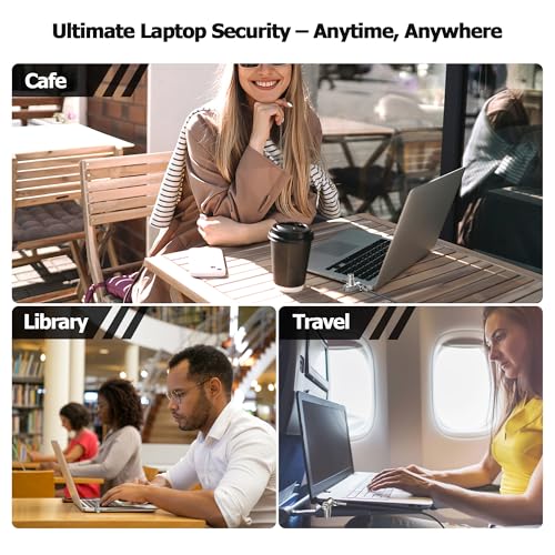 AboveTEK Laptop Lock, Tablet Lock Security Cable with Adhesive Anchors, 3-in-1 Universal Laptop Cable Lock, Professional Laptop Security Lock with 2 Keys