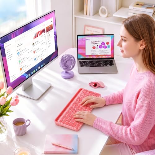 seenda Wireless Trackball Mouse, Ergonomic Bluetooth Rollerball Mouse,Pink | USB-C rechargeable, 3-device Bluetooth+2.4G USB, thumb control, 5-level DPI and space-saving comfort for laptop, PC and Mac. - color: Pink
