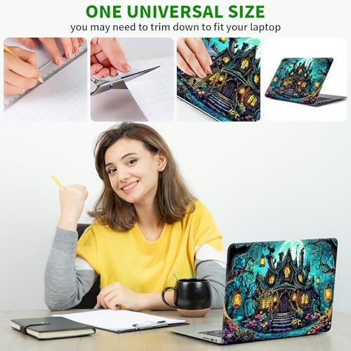 Laptop Skin Sticker Decal, Universal Protective Cover Fit 12 13 14 15.6 Inch Notebook, Reusable Water-Resistant Vinyl Decal w/ 2 Wrist Pads for Business Travel Office, Castle Green - color: Castle Green