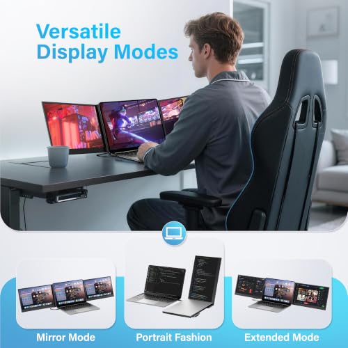 15.6" Laptop Screen Extender, Ultra-Slim Triple Laptop Monitor, FHD 1080P IPS Portable Screen, One-Cable Plug & Play for 13-17.3" Laptops, Compatible with Windows/Mac/Android/Switch - size: Triple One Cable 15.6" Screen