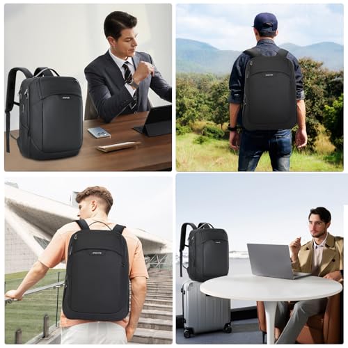 MOSISO 15.6-16 inch Waterproof Laptop Backpack with USB Charging Port & Front Wet & Dry Pocket, Business Commute Backpack, 16 inch Laptop Bag Casual Daypack for College Work Business, Black