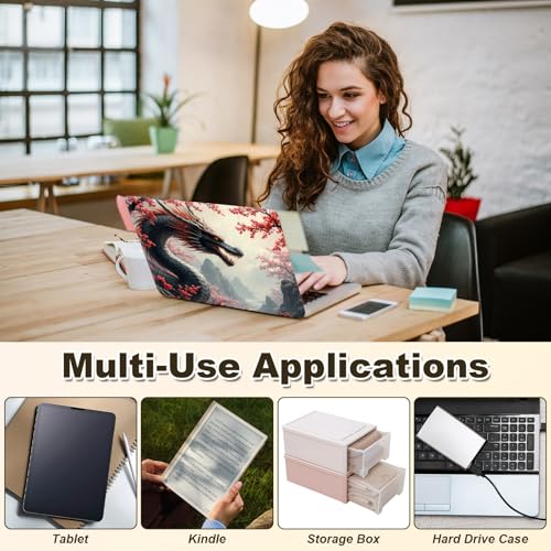 Universal Laptop Skin Sticker, 11-15.6 Inch Reusable Vinyl Laptop Skin Decal, Scratch Resistant Waterproof Cover, Easy to Trim & Apply, Dragon Cherry Blossom - color: Dragon Cherry Blossom