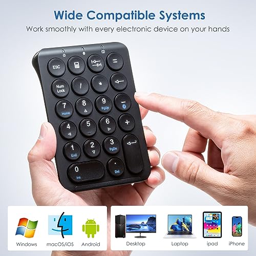 SANWA Bluetooth + 2.4G Wireless Handheld Mouse + Bluetooth Numeric Keypad Set, 3 in 1 Presentation Clicker, Remote Air Mouse with Scroll, Wireless Ten Key Number Pad, Compatible with Mac, PC, Laptop,
