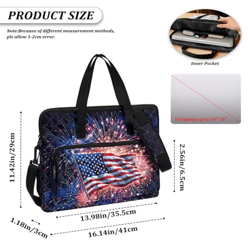 Laptop Sleeve, Laptop Cover with Adjustable Strap Computer Bag Tablet Notebook Sleeves Handbag Messenger Briefcase - color: American Flag Print