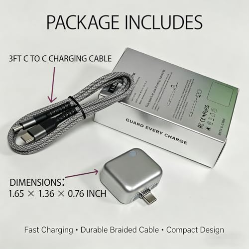 Smart Auto Disconnect Charger with USB-C Cable, 140W Auto Shut Off Phone Charger, PD3.1 Passthrough, Dual-Mode, Full Charge Disconnector for Phones, Laptops and Tablets and More