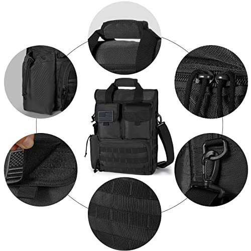 Tactical Briefcase,17.3 Inch Military Laptop Messenger Bag Shoulder Crossbody Bag Handbag for Men (17.3''Black)