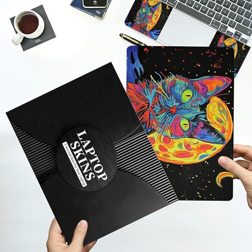 Universal Laptop Skin Sticker with 2 Wrist Pad Decals, 3-Piece Removable Vinyl Laptop Cover, Impressionist Cat Waterproof Anti-Scratch, Easy-Trim Fit for 13.3" 14" 15.6" Laptops - color: Impressionist Cat