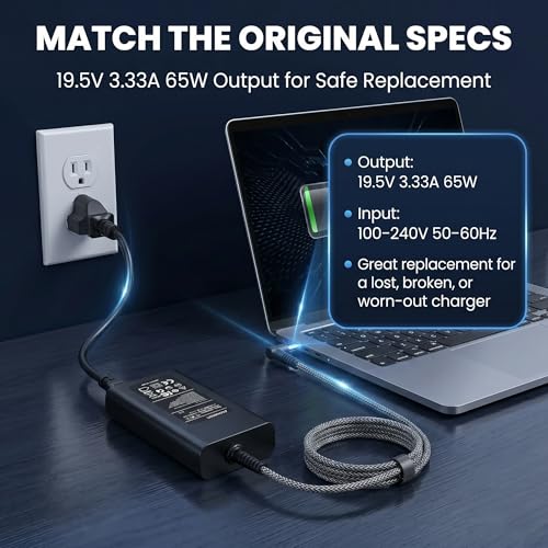 65W AC Adapter Laptop Charger Replacement for HP Pavilion & Envy 14 Series 4.5x3.0mm Tip
